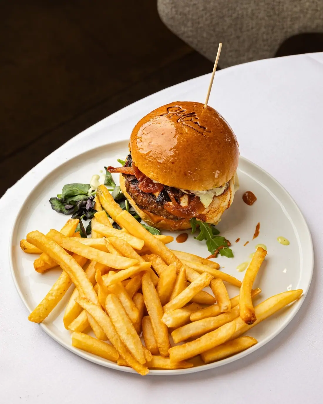 The Stellina burger with truffle fries